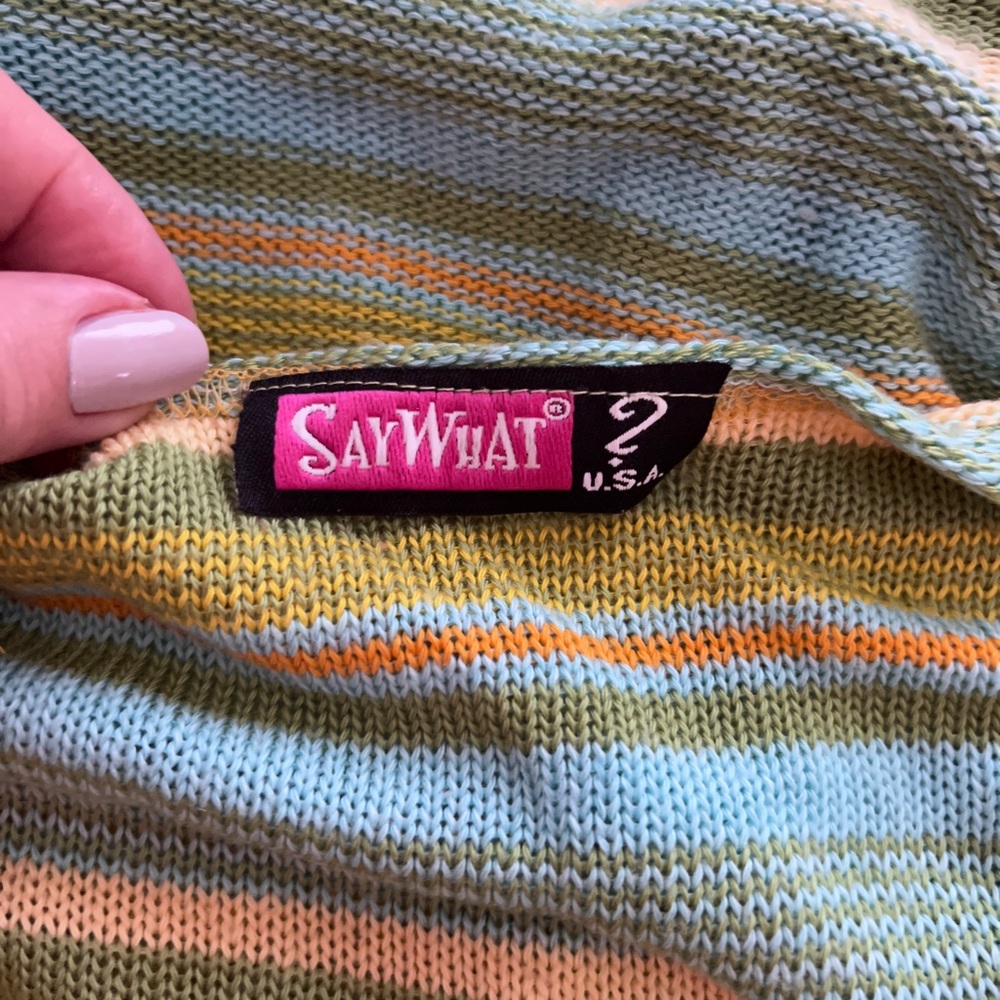 Say What Multi Color Stripe Retro Mini Dress With… - image 2